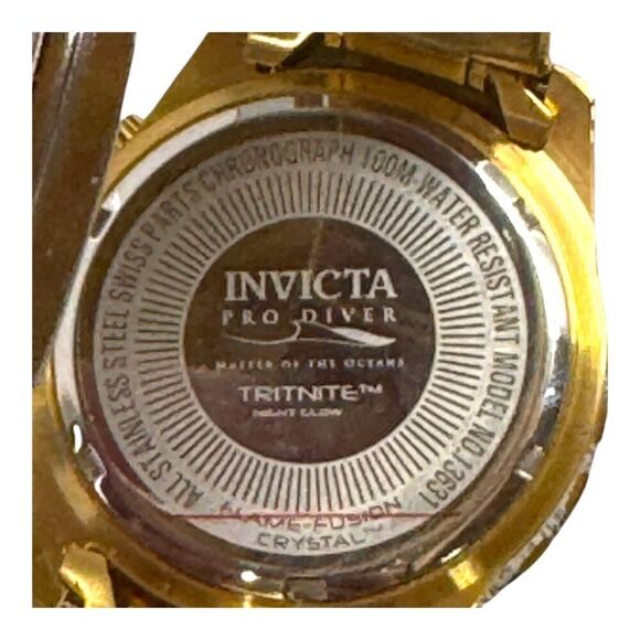 Invicta Pro Diver Men Chronograph Watch Gold Stainless Steel Blue Dial 100M 0073 - Picture 5 of 8